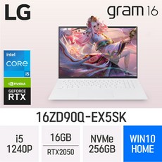 LG전자 그램16(12세대) 16ZD90Q-EX5SK, WIN10 Home, 16GB, 256GB, 코어i5, White