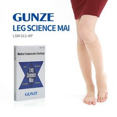 군제(GUNZE) 의료용압박스타킹(무릎형 발끝트임 베이지색), 1set, 사이즈-L