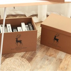 DIY 크라프트 사슴 수납박스 39x28 가구 서랍 바스켓 리빙 공간, 1개