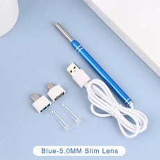 스트 비주얼 귀이개 내시경 스푼 귀 클리너 카메라 검이경 귀지 제거 도구 1 세트, 2) Blue 5.0mm, 1개