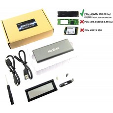 MTXtec USB 3.1 외부 상자®티어 알루미늄 PCIe 어댑터 M.2 SSD NVMe 인터페이스 M2 하드 드라이브 컨버, 단일상품