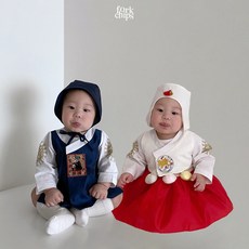 포크칩스 S-L 연지곤지한복 가을 아동 유아 베이비 여아 남아 추석 명절 데일리 한복코디