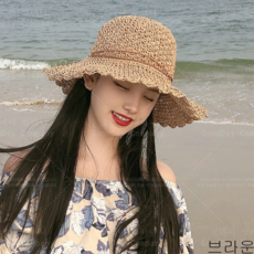 굿데이 컴퍼니 여자 챙넓은 밀짚 페도라 여름 비치모자 자외선 차단 lNBZ01