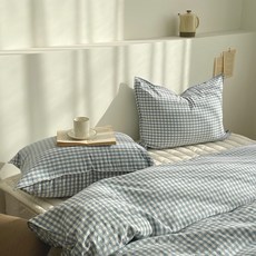 멜란블루체크이불