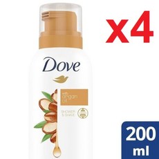 [영국발송] 200ML 4병 도브 아르간 오일 샤워무스 바디워시 Dove Argan Oil Shower Mousse, 4개