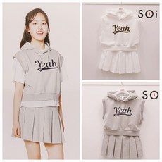 [소이주니어]논현점 24년여름신상 ** 초여름용 두께감 있어요 ** 치어리딩 크롭 후드 조끼 플리스 스커트 셋트
