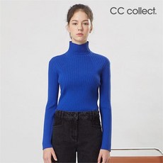 씨씨콜렉트 하이넥 골지 니트 탑 C204KSK700 BL