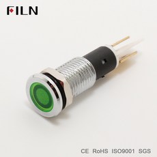백색 청색 조명 램프 110V 적색 황색 금속 녹색 FILN 10mm 12V 파일럿 표시 신호 24V LED, 24V Red, 1개