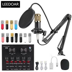 방송음향기기 음악장비 전문 마이크 콘덴서 V8 V9 V10 사운드 카드 PC 컴퓨터 오디오 USB 녹음 스튜디오 게임 라이브 KTV BM800, 1)V8 and BM800 Mic