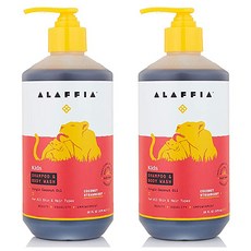 Alaffia 알라피아 키즈 올인원 샴푸 앤 바디워시 코코넛 스트로베리 16oz(473ml) 2팩, 473ml, 2개