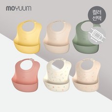 간편탈착 원터치버클 실리콘 이유식 턱받이 아기 침받이 2개세트 - 디자인