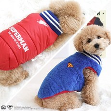 [패리스독] 강아지 슈퍼맨 양면패딩 S ~ XL, 사이즈:슈퍼맨 양면패딩 M