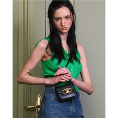 바네사브루노 블랙 베지터블 레더 크로스백 MICRO MINI