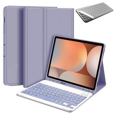 갤럭시탭S10 플러스 12.4인치 블루투스 무선 키보드 케이스 북커버 S펜슬 수납 S10+ 케이스나라 삼성 갤탭 SM-X820N X826N, 라벤더, 1개 라벤더, 1개