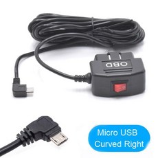XCGaoon 24 시간 자동차 OBD 하드 와이어 키트 미니 Mico USB 포트 5V 3A 충전 케이블 샤오미 70Mai YI 360 대시 캠 DVR, 05 Micro Curved Right, 1개