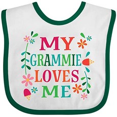 내 문법은 나를 사랑해. 아기 턱받이 흰색과 녹색 2C78F. (White and Green), White and Green, White and Green