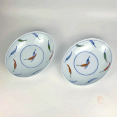 [타원형 중 2p세트] 아리타 다이도마 고추무늬 일본 도자기 접시세트(DD005), 화이트, 1세트, 2개 1세트