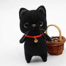 블루선 DIY 양모펠트 니들만들기 고양이시리즈, 검은고양이