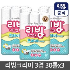삼정펄프 [삼정펄프] 리빙 크리미 화장지 3겹 30롤x3개/무포름/화장지/휴지, 크리미 25M 30롤x3, 상세설명 참조