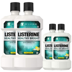 리스테린 헬씨브라이트 2000ml (750ml+750ml+250ml+250ml) 구강청결제 구취제거 가글 휴대용 소금 레몬 미니