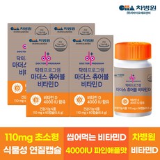 차병원 닥터프로그램 마더스 츄어블 비타민D 4000IU 1000%충족 식물성캡슐 비타민D3 골다공증, 60정, 4개