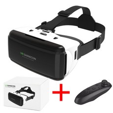 VR Shinecon G06 가상 현실 안경 3D VR 스마트폰 헤드셋 헬멧 고글 비디오 게임 박스 아이폰 안드로이드 스마트폰용, 2) VR With Controller A