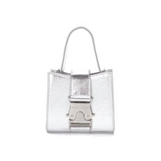 마뗑킴 SQUARE MINI LEATHER BUCKLE BAG IN SILVER