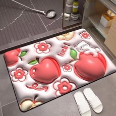 3D 규조토욕 매트 소프트 욕조 러그 규조토 순간 흡수 빠른 건조 미끄럼 방지 입구 욕실 기계 세탁 가능 23 x 16인치 고양이 발, Apple, 1개