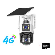 Linook V3804K 무선 4G SIM 카드 야외 태양광 카메라 방수 360 듀얼 렌즈 CCTV 홈 보안 IP 카메라 내장 배터리, 1개, 4) 4G white 128GB - 배 줌