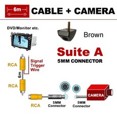SINOSMART 범용 HD 자동차 주차 역방향 백업 차량용 후면 전면 카메라 노란색 청이 레드 브라운 화이트 블랙 차량용 후방 카메라 자동차 오토바이, 중국, 브라운 6m, 6V 12V 24V 범용