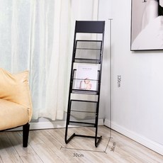 철제 매거진랙 스탠드 거치대 브로셔 카달로그 잡지꽂이 진열대 팜플렛 전단지, 폭 30 3층 블랙