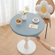 식탁보 라운드 가죽 테이블 단색 탄성 방수 내유성 식사 보호대 데스크 매트, 없음, 12) blue - 60cm - 방수테이블보