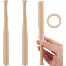 GORYCRAFT 3PCS 6인치 야구 배트 1PC 나무 링 미완성 미니 그림 열쇠고리 그림용 DIY 공예 프로젝트 공 스포츠 파티 선호, 7.09x0.69 inch