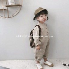 주니어 멜빵바지 점프슈트 사과 19 봄 가을 한국판 아동 오목 스타일 면 마 점프슈트 남녀 아기 점프슈트
