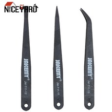 NICEYARD 3 개/대 정전기 방지 핀셋 세트 전화 노트북 전자 수리 도구 플라스틱 족집게 플랫/지적/곡선 포셉|산업용 핀셋|, 1개, 단일, 단일