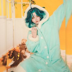 원신 임팩트 코스프레 담요 카즈하 후타오 유령 방랑자 여행자 카즈하 망토 케이프 재미있는 플리스 잠옷 애니메이션 코스튬 후드, 10.10 one 사이즈