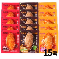 조아닭 THE 소스가 맛있는 닭가슴살 3종 혼합 100g 15팩(숫불양념갈비맛5팩+매콤떡볶이맛5팩+양념치킨맛5팩)