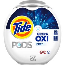 Tide 세탁 빨래 향기 지속제 타이드 포드 울트라 옥시 프리 세제 팩 전미 습진 협회 건선 재단 권장 57 세 Q1615137, 57 Count (Pack of 1), Free, 1개