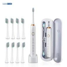 스마트 소닉 전동 칫솔 성인용 충전식 치아 미백 8 개 헤드 Sarmocare S100, s100white and8head