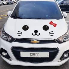 크레코 고양이 자동차 스티커 본넷 캐릭터 차량용스티커 귀여운 차량 튜닝스티커, 블랙, 1개