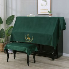 직립 피아노 보호 커버 방진 자수 유럽 클래식 하프 키보드 키 보관 가방 타월 두꺼운, [02] Deer green, [04] Single Seat Cover, Deer green, 1개