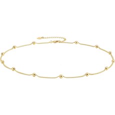 Dainty Gold Chain Aobei Pearl 18k Gold Paperclip Chain Choker Satellite Chain Lava Bead Pendant Necklace Dainty Jewelry for Women 16'', 1