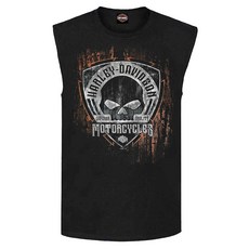 할리데이비슨 남성 Corrosion 스컬 Sleeveless Cotton 머슬 셔츠 블랙, XL