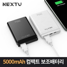 넥스트 5000mAh 휴대용 보조배터리 Type C / Micro 5핀 2포트, NEXT-5000PB, WHITE