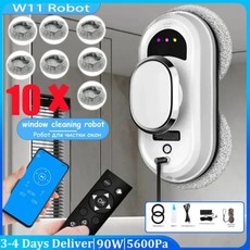 유리창로봇청소기 5600Pa 원격 조종 창문 닦기 MEMS 경로 청소 센서 음소거 유리, 01=White_UK_Remotecontrol, 3) White UKRemote control