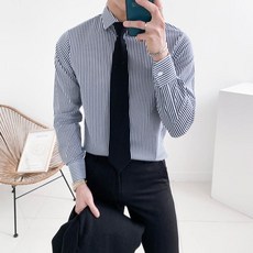 빅사이즈 2타입 구김방지 스판 남자 스트라이프 와이셔츠(3color)