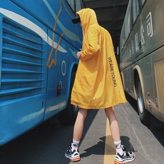 여름 남성 미디롱 가디건 여름 솔리드 트렌치 코트 남자 자외선 차단 야상 얇은 통기 차단 미디움 학생 후드 부티 카디건