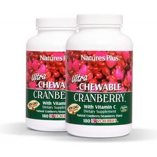 NaturesPlus 울트라 츄어블 크랜베리 러브 베리 (2 팩)-400 mg 180 채식주의 자 정제-천연 크랜베리 보, 1