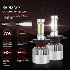 Beesclover 헤드 라이트 전구 S2A H4 고전력 led 헤드 라이트 전구 12 v/24 v 차량 하이/로우 빔 헤드 라이트 키트 r30, White light