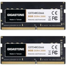 Gigastone 【DDR4 RAM】 노트북 RAM 16GB (2x8GB) DDR4 DDR42666MHz PC421300 CL19 1.2V 260 핀 버퍼링되지 않은 비 ECC S
